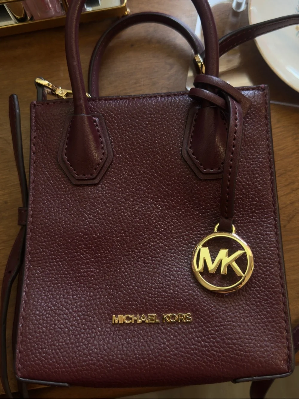 Michael Kors Mini Bag in Deep Burgundy with Gold Hardware